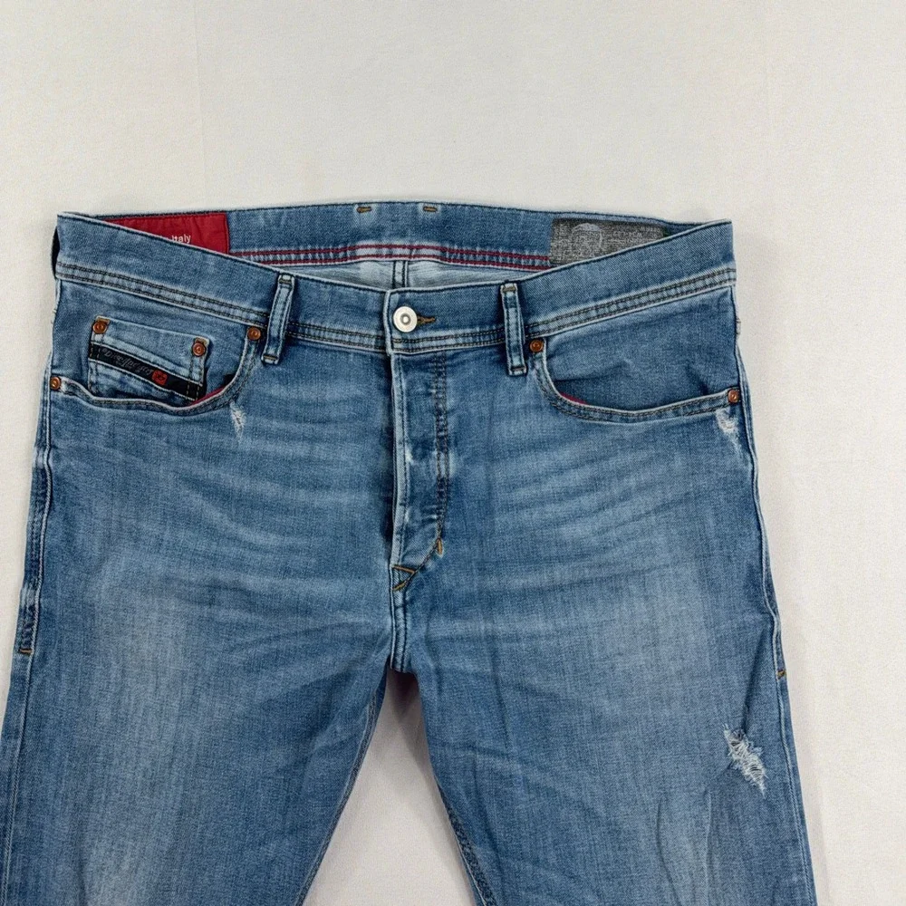 Diesel Tepphar Slim-Carrot Distressed Stretch‎ Blue Jeans Mens 34x32 Italy